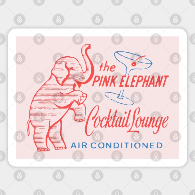 Retro Cocktail Lounge Matchbook Vintage Pink Elephant Magnet by Yesteeyear